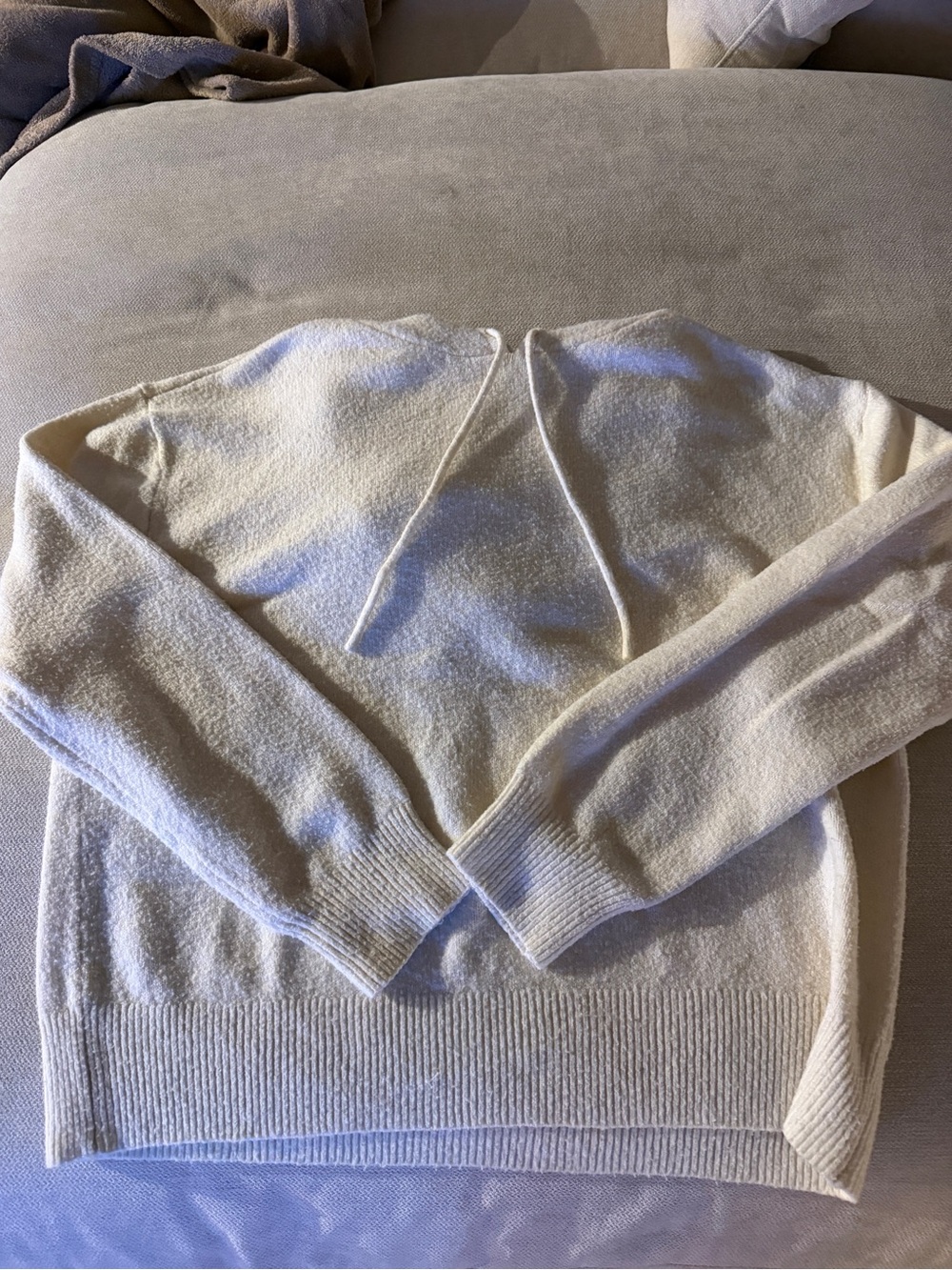 Double Zero Ivory Hooded Crew Sweatshirt